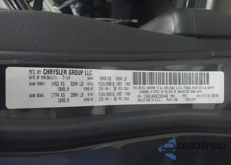 2014 Dodge Durango Sxt z USA, uszkodzony, nr VIN 1C4RDJAG9EC595448